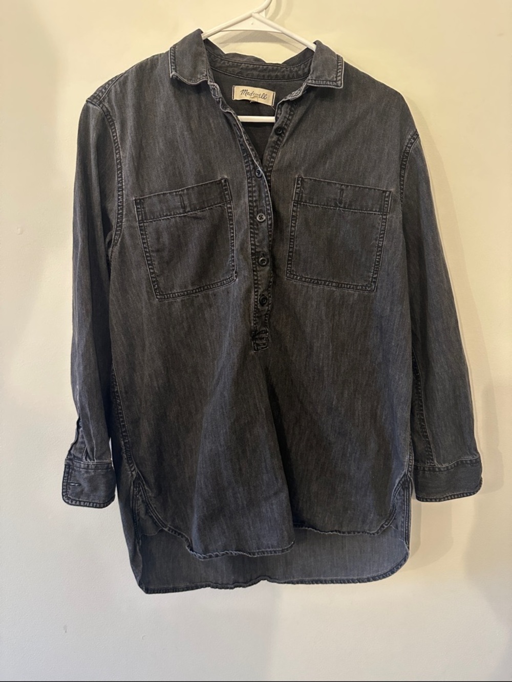 Madewell Washed Black Denim Tunic Top